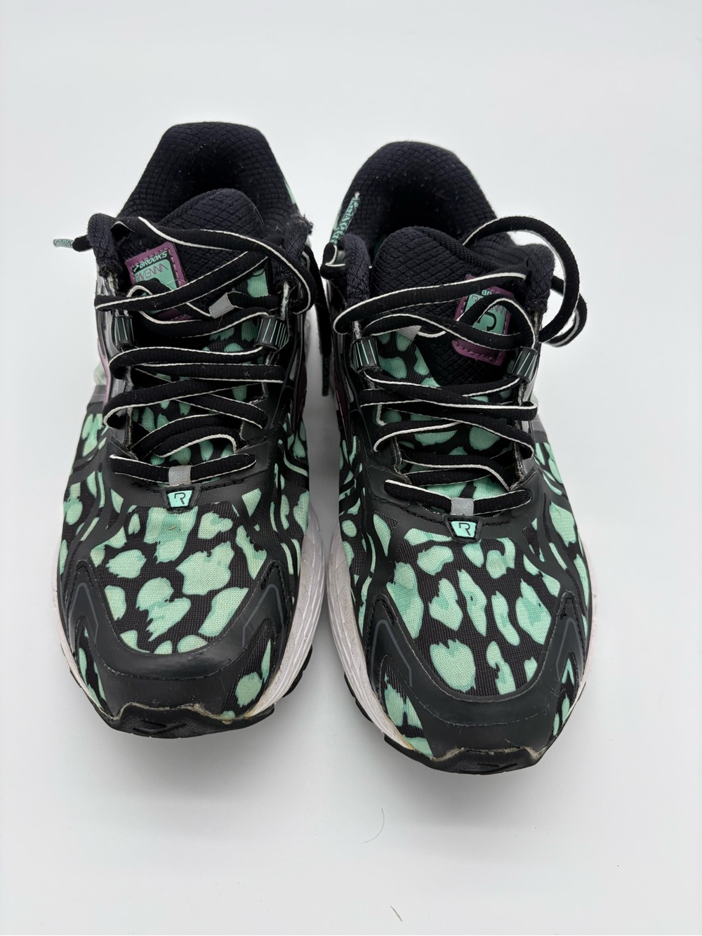 Brooks Men's Sneakers Black and Mint Animal Print